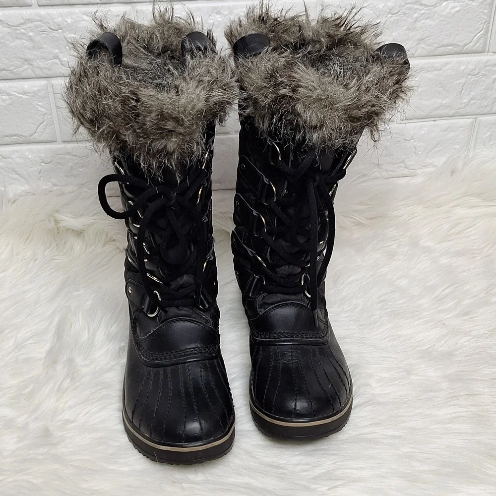 SOREL Black Tofino II Waterproof Winter Fur Boots